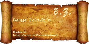 Benye Zoltán névjegykártya